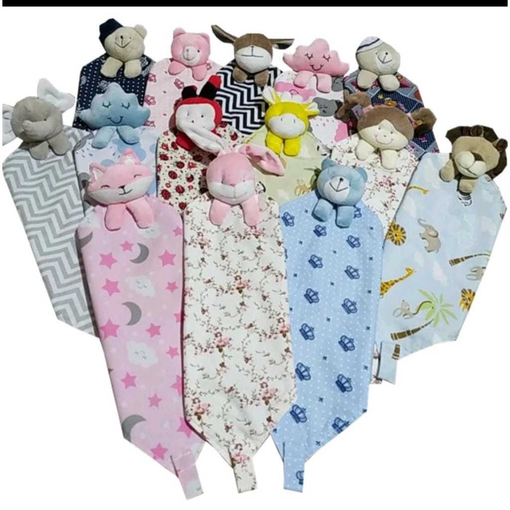 Naninha Para Bebê Dupla Face Com Bichinhos Em Pelúcia E Porta Chupeta ...