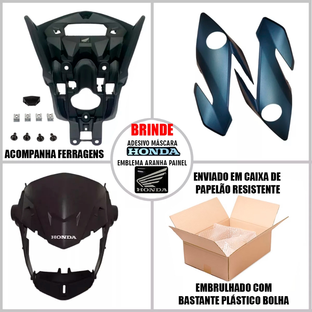 Kit Frente Carenagem Lateral Mascara Aranha Titan 160 2022 Sem Bloco S/Bloco Melhor Qualidade