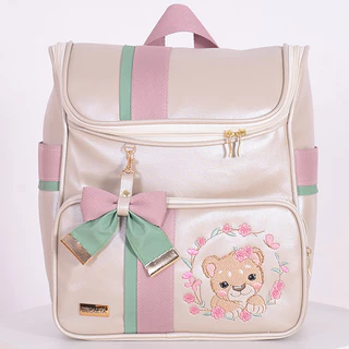 Mini Mochila Maternidade Leoa Champanhe/Rosê/Verde - 01 Peça