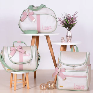 Kit Bolsa Maternidade Menina Personalizado - 03 Peças