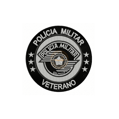 Patch Bordado Brevet VETERANO POLÍCIA MILITAR_90X90 (PMSP) (FX)