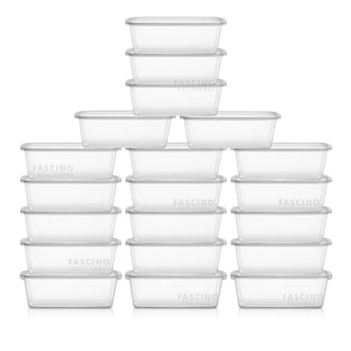 Kit 20 Potes 500ml Transparente Reutilizável Para Freezer e Microondas BPA FREE Marmita Fitness Organizador de Alimento