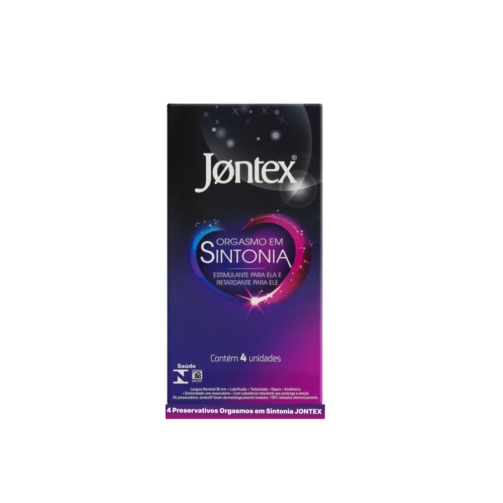 Preservativo Camisinha Jontex Lubrificado Orgasmo em Sintonia Caixa com 4 Unidades
