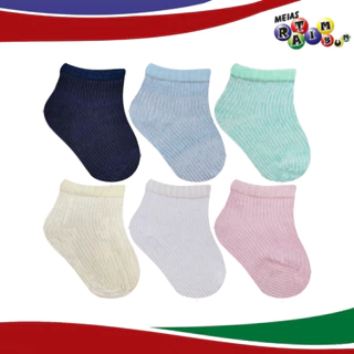 Kit de meia bebê rn 0 a 6 meses - conforto coloridas