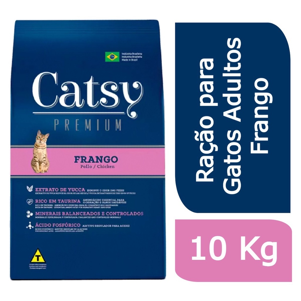 Ração Catsy Premium para Gatos Adulto Sabor Frango 10KG | Shopee Brasil