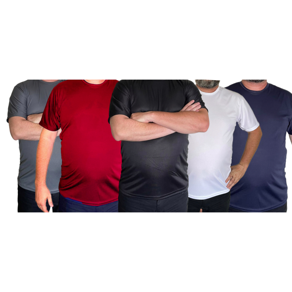 kit 3 (TRES) Camiseta Plus Size Dry Fit Masculina - Treino Academia Esportes Exercícios Corrida