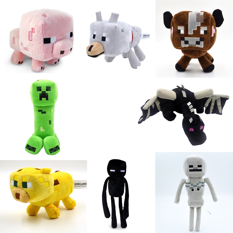 Boneco Pelucia Minecraft Creeper Slenderman Esqueleto Vaca Ovelha Porco Lobo Cachorro Abelha Leopardo onça Aranha Morcego Polvo Steve Jogo Fofo Fofinho