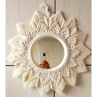 Espelho decorativo em macrame mandala boho