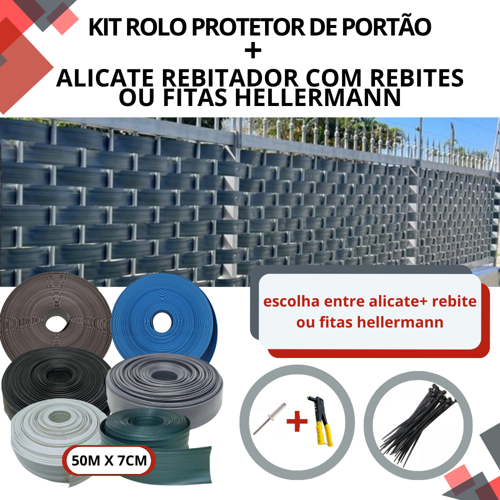 KIT Protetor de Portão 50 METROS (7 cm de altura - 6 CORES)