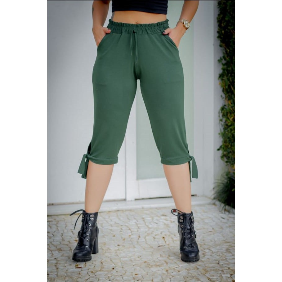 Calça Capri bermuda Capri Vinho Bordo Marsala Plus Size EXG G1 em