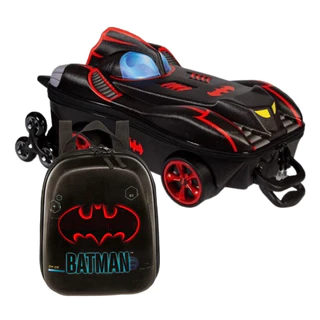 Kit Mochilete 3D com Lancheira Batman Chrome Wheels Maxtoy