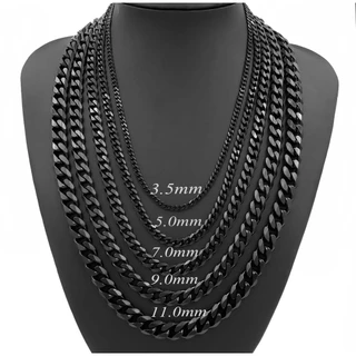 Colar De Aço Inoxidável titanio Corrente De Cobre Preto black fino grosso 3mm 5mm 45cm 60cm 70cm