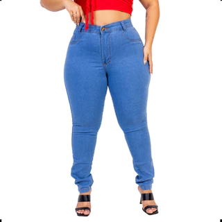 Calça Jeans Skinny Plus Size Cintura Alta Modela Bumbum Com Elastano Promção