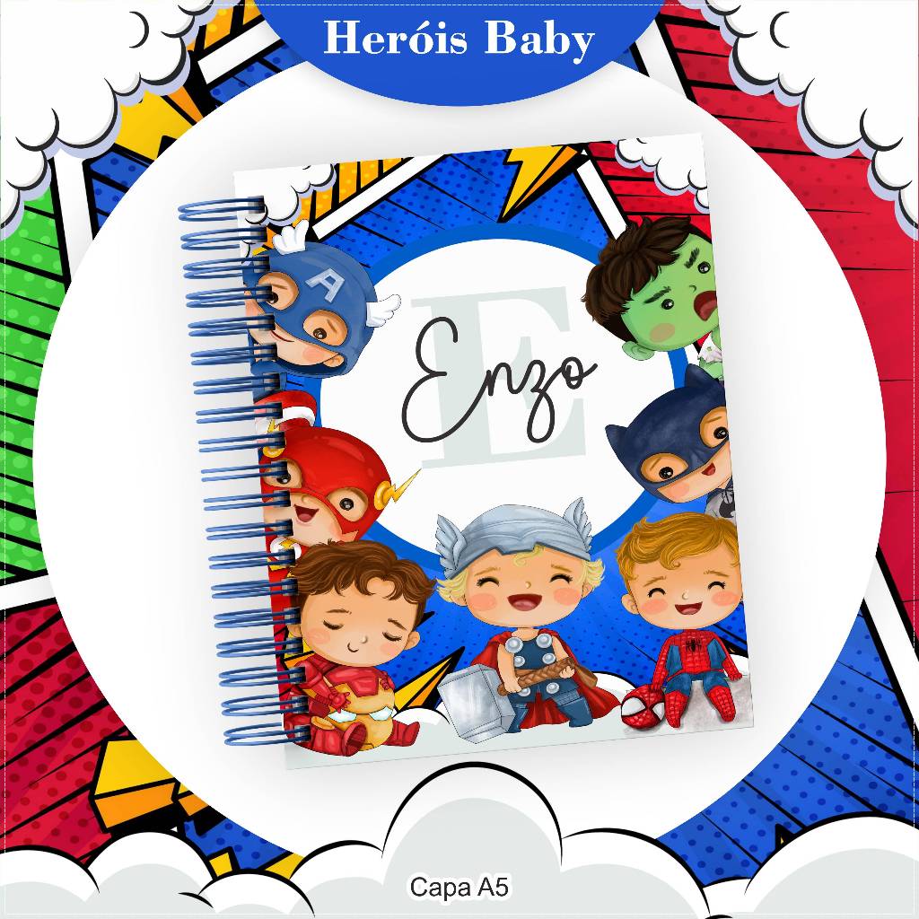Agenda Escolar personalizada herois baby 2025