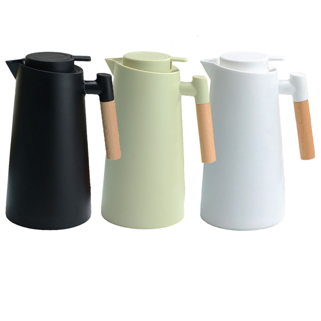 Garrafa Térmica Café Chá Nórdica Cabo em Madeira Jarra 1 Litro