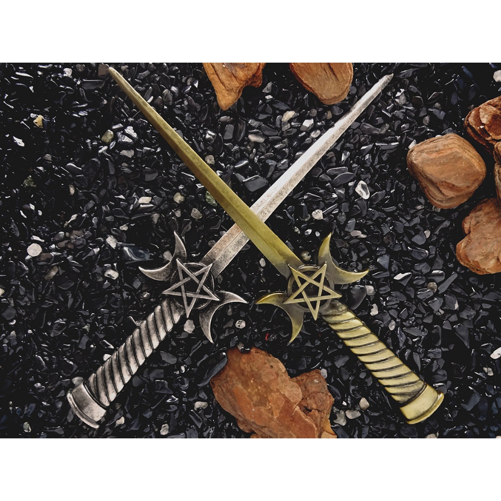 vuagmiv Pentagram Obsidiaan Athame, Zwart Altaar Decor voor Wicca