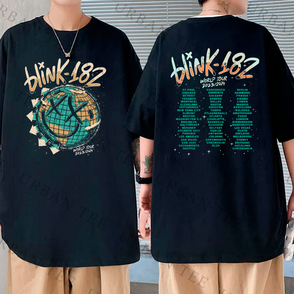 Camiseta Basica Algodao Banda Blink 182 World Tour Shows Rock N Roll Unissex