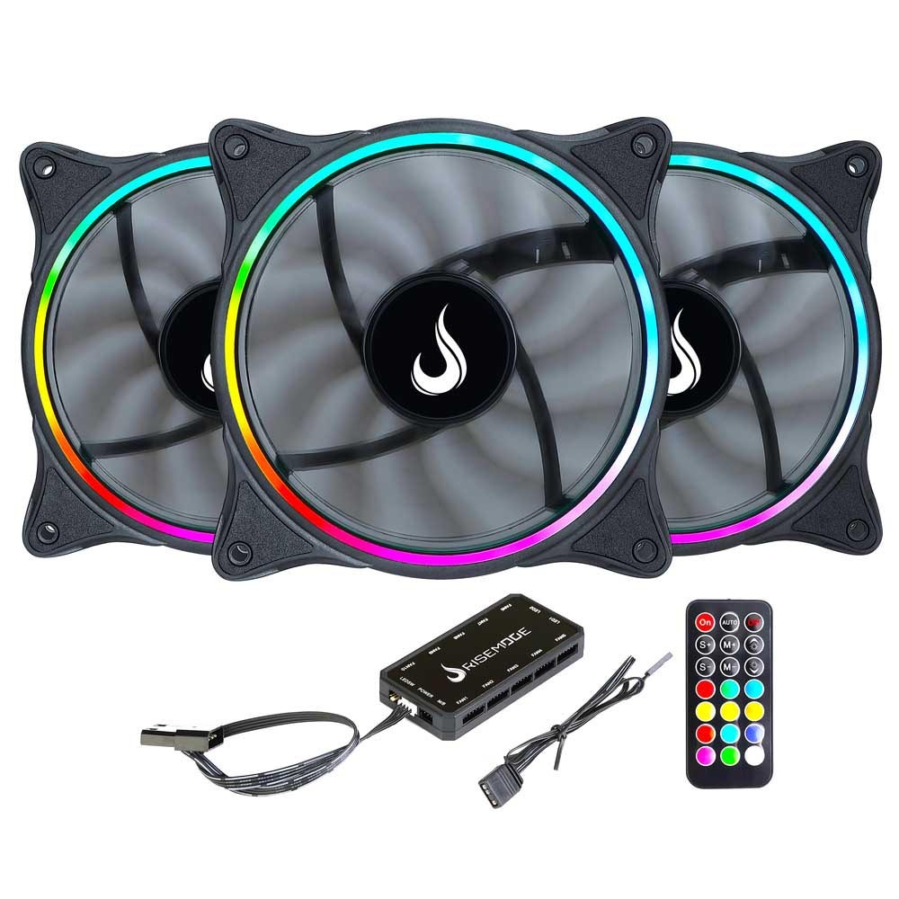 Kit 3 Fans Gamer | Rise Mode | Laser Argb | 120mm