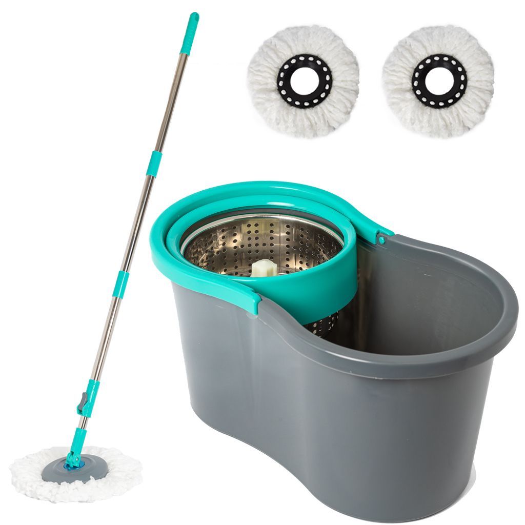 Mop Giratório 360° De Cesto Inox 8 litros Centrifuga Rodo Esfregão Limpeza Fácil 8 litros Geral Multiuso Powermaid