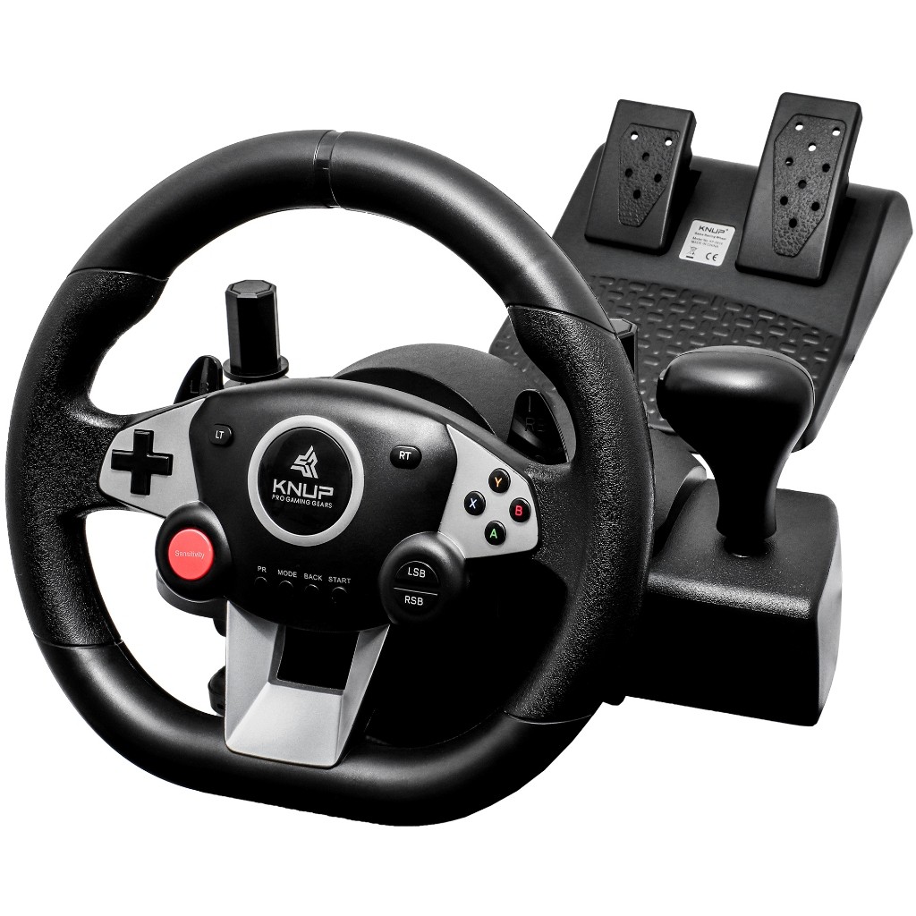 Volante Gamer Com Marcha e Pedal 7 em 1 Responsivo Robusto Plug And Play USB Gameplay Imersivo