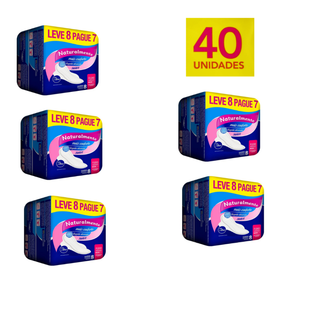 Kit Absorvente Naturalmente Mais Conforto C/ Abas com 40 Unidades ...