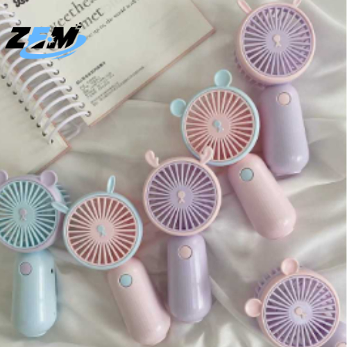 Mini Ventilador Fofo Com Orelhinhas Diversas Portátil Recarregável de Mão de Celular USB