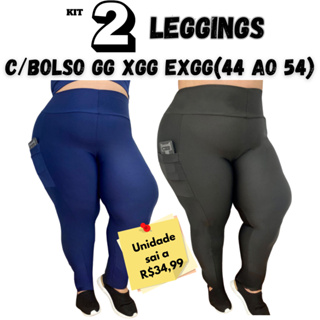 Short Legging Feminino Fitness Plus Size Liso Treino Kit 2 - Preto+Azul  claro