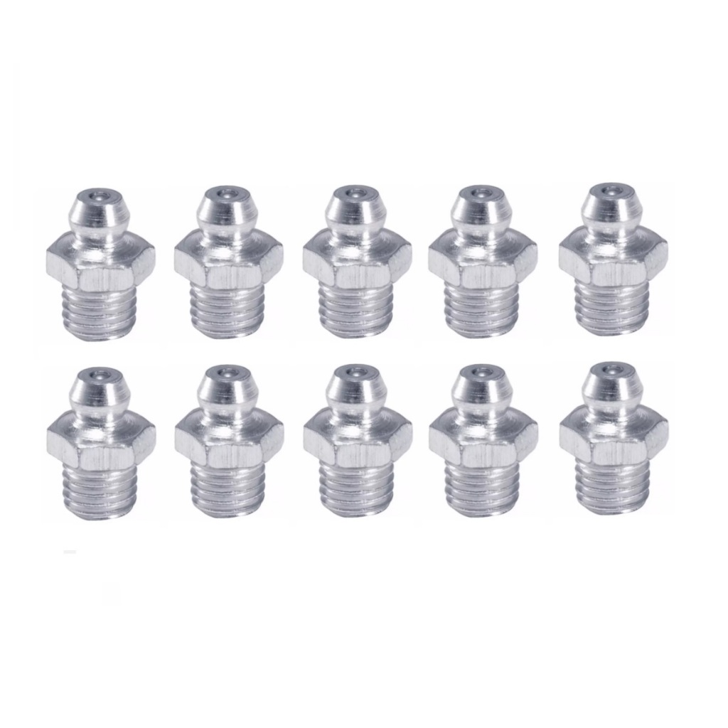 Bico Graxeiro M6 Reto - 6 Mm - Kit Com 10 Unidades