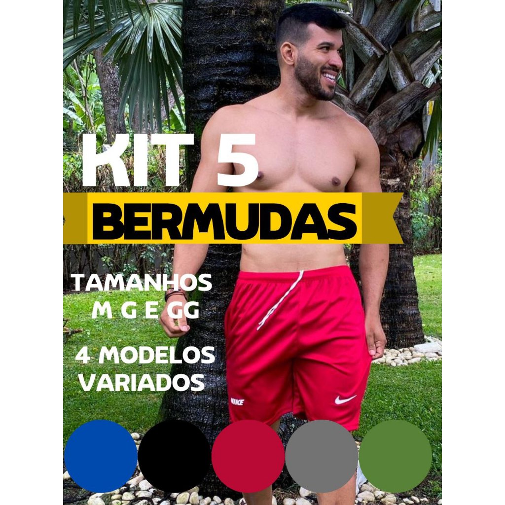 Kit 5 Shorts Dry fit Masculino Bermuda Promoção Preço da Fabrica Elanca