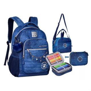 Mochila jeans hot sale feminina rb