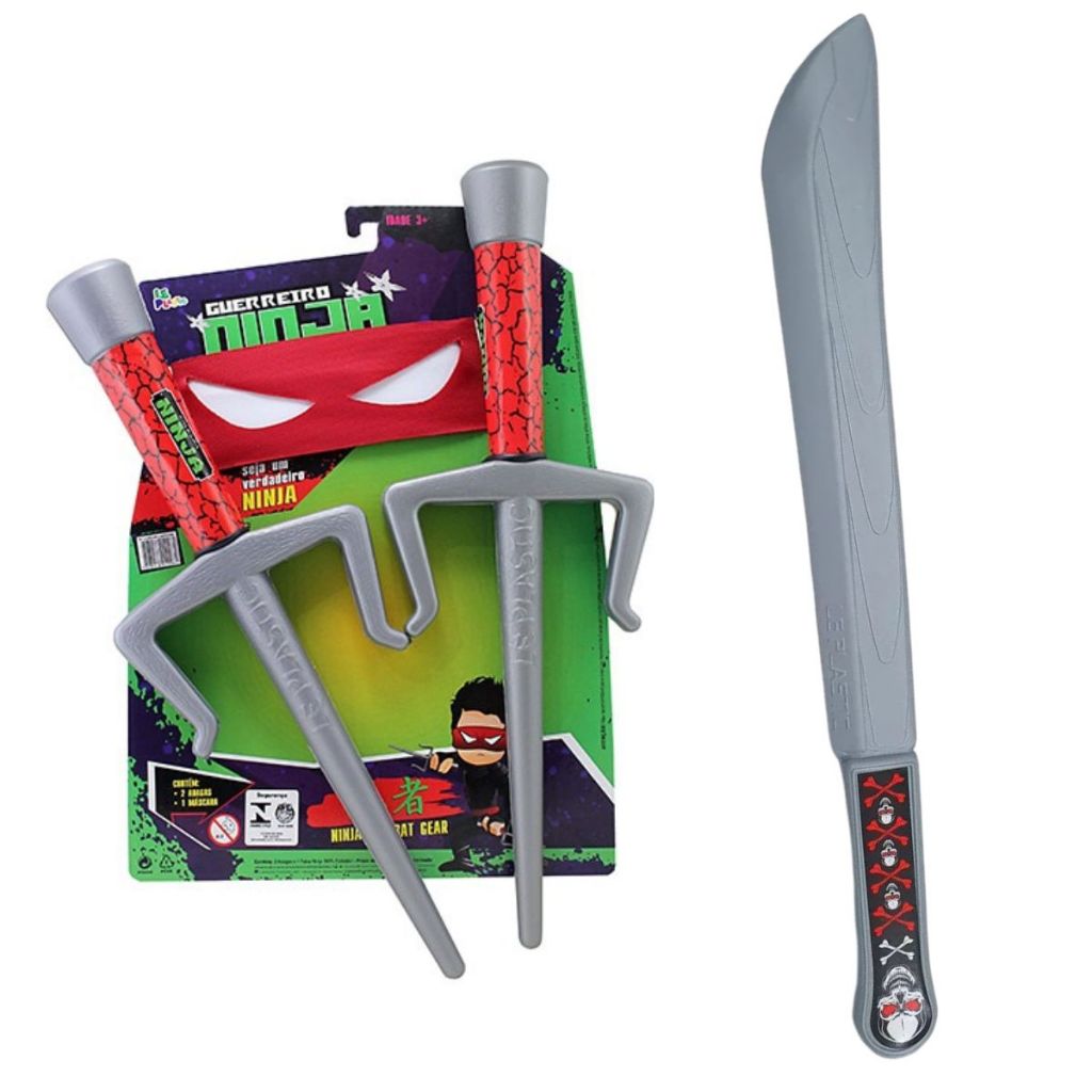 Espada Ninja De Brinquedo Infantil 2 Adagas + Nunchaku | Shopee Brasil