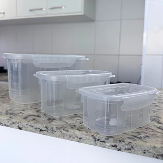 Kit Com 3 Potes Multiúso Com Trava Dupla P(460ML)M(850ML)G(2200ML)