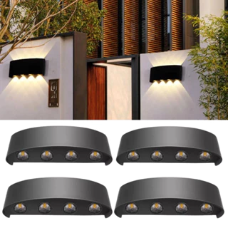 Kit 4 Arandela de Parede LED para Área Externa Luminárias de 8W 8 Fachos de Luz
