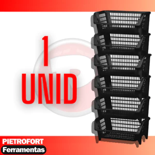 Cestos Empilháveis Expositor Organizador Gondola Preto - 1 Unidade Cesto Empilhável Promoção