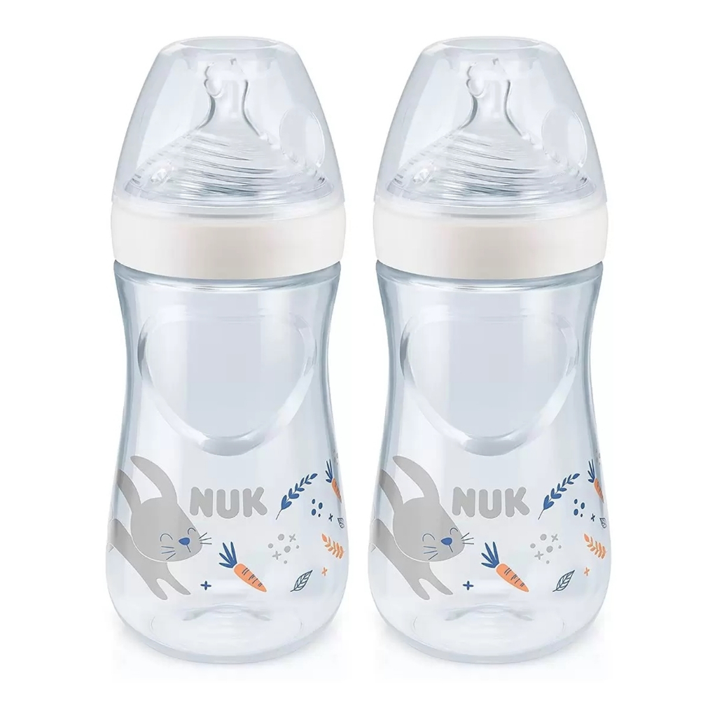 Kit 2 Mamadeiras NUK Essence TC Smart Flow 270ml Fluxo Médio