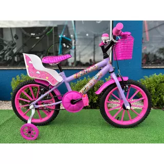 Bicicleta Infantil Menina Aro 16 Gy Bike Aros de Nylon C/ Cestinha C/ Cadeirinha P/ Boneca em Oferta na Shopee