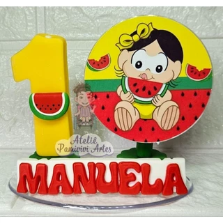 vela de aniversário magali baby topo de bolo cenário biscuit