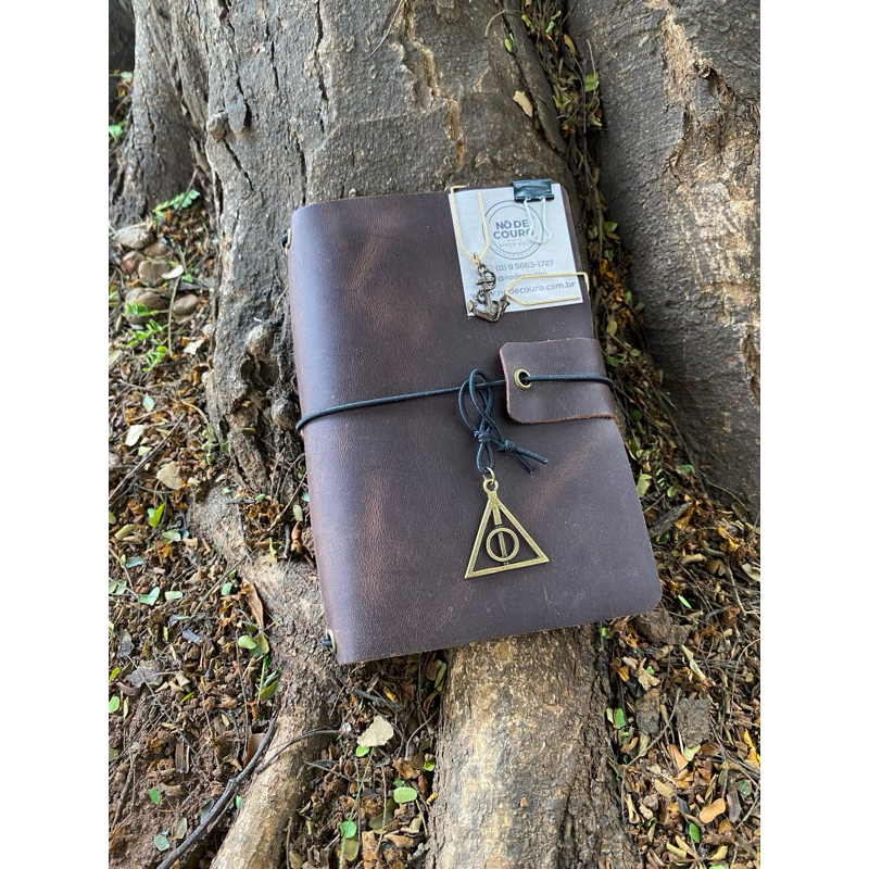 Caderno estilo MIDORI em Couro Ancestral Sketchbook Bullet Journal Travel