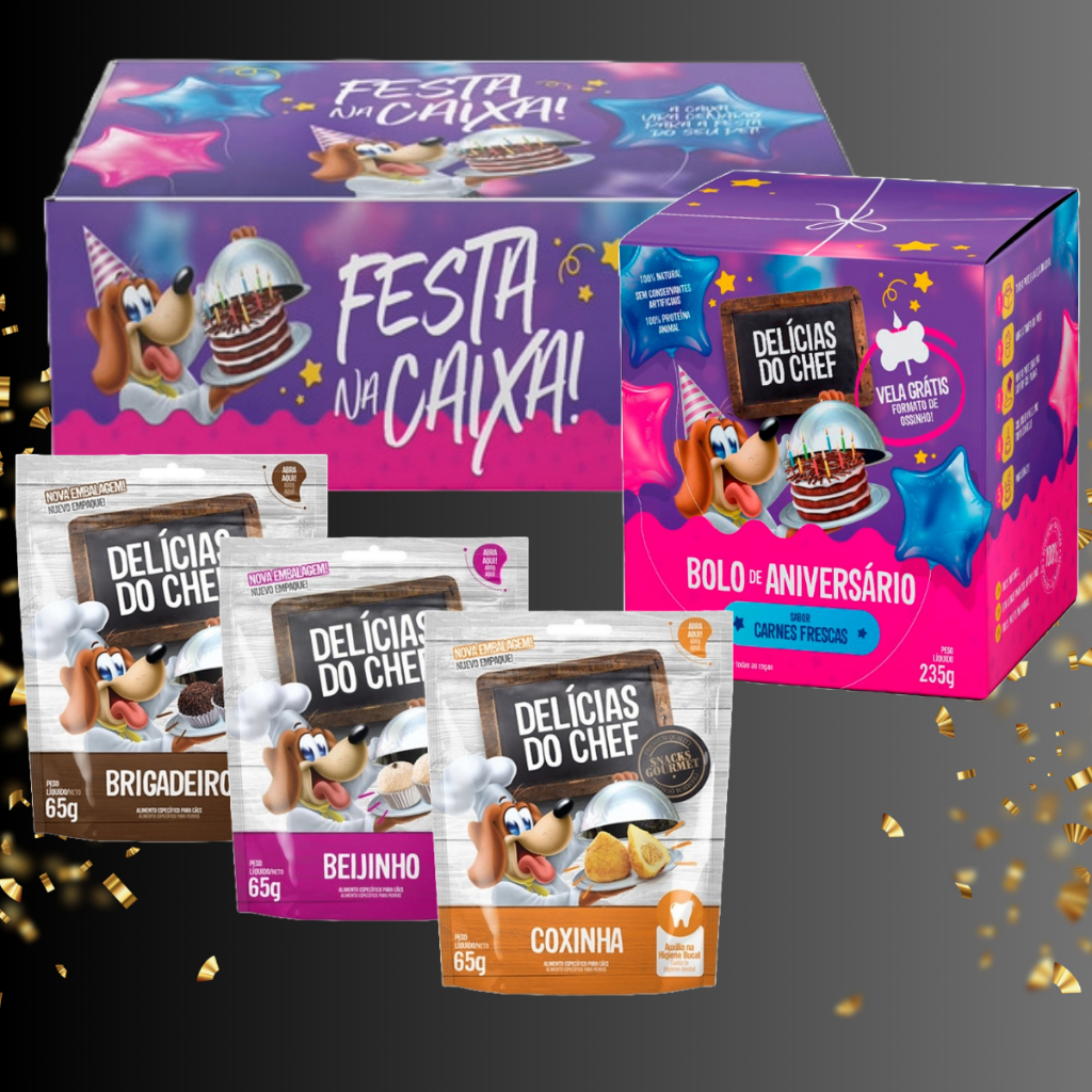 Bolo de Aniversário Petitos Delicias do Chef para Cães Sabor