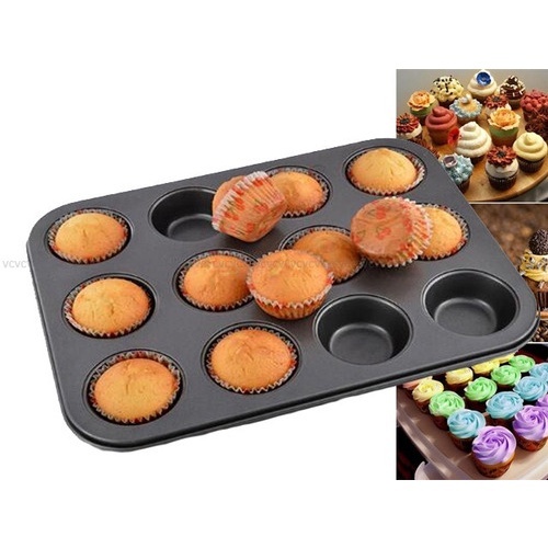 Forma para Cupcake 12 Cavidades Aço Carbono Grande