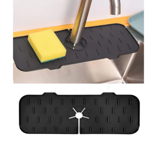 Tapete Escorredor De Silicone Para Torneira Preto Protetor Contra Respingo