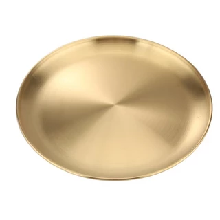 Bandeja Aco Inoxidavel Luxo Alimentos Dourado Redondo 14cm