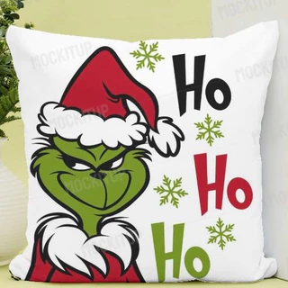 Capa de almofada personagens Grinch decoração e presentes tecido oxford 45x45 com ziper