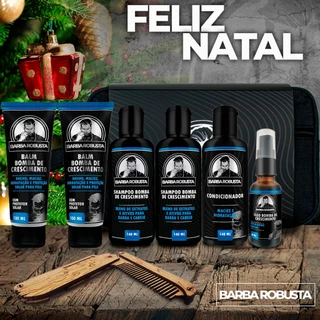 Kit para barba 2 shampoo, 2 balms, condicionador + óleo + pente + necessaire