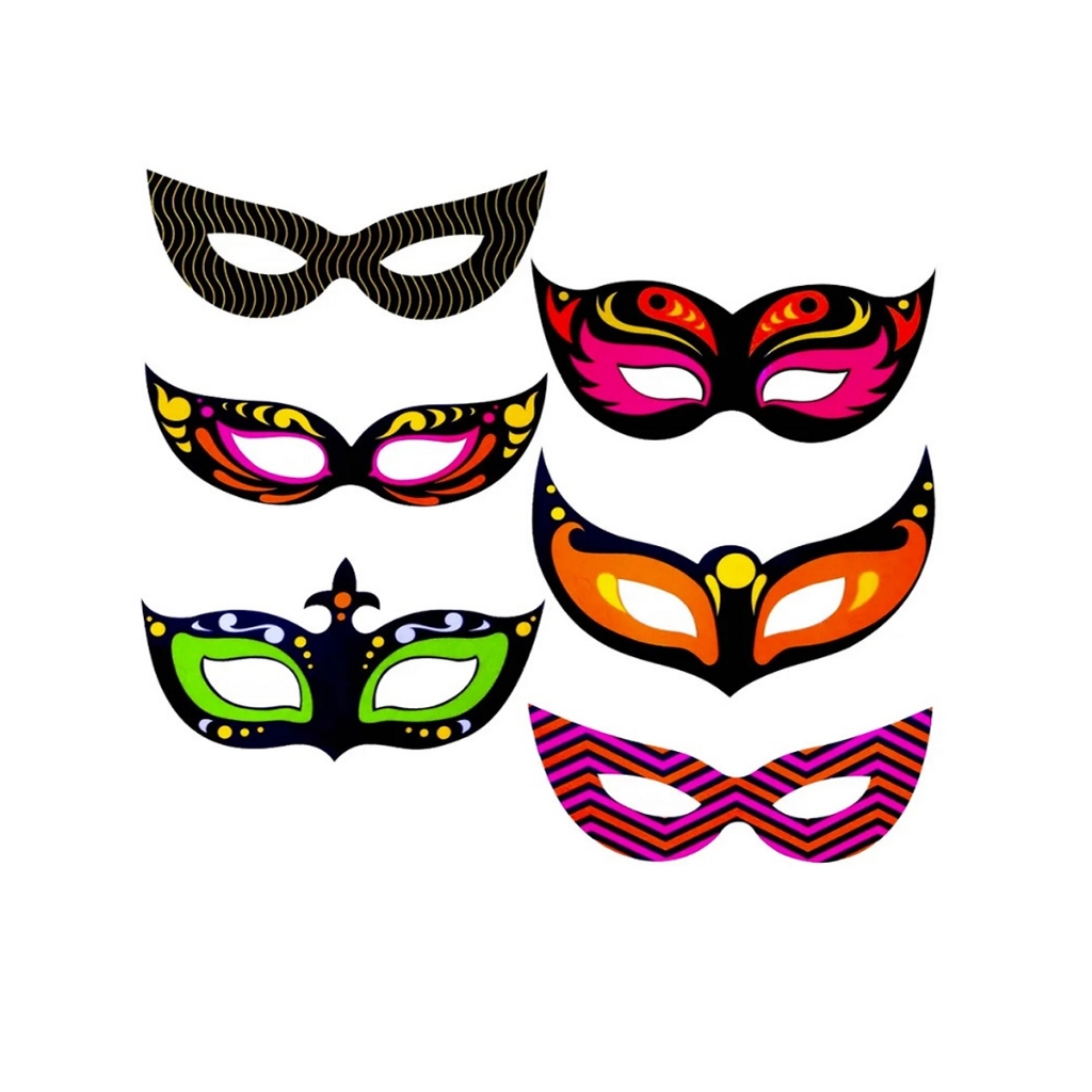 Máscara Carnaval Neon Pacote com 10 Unidades