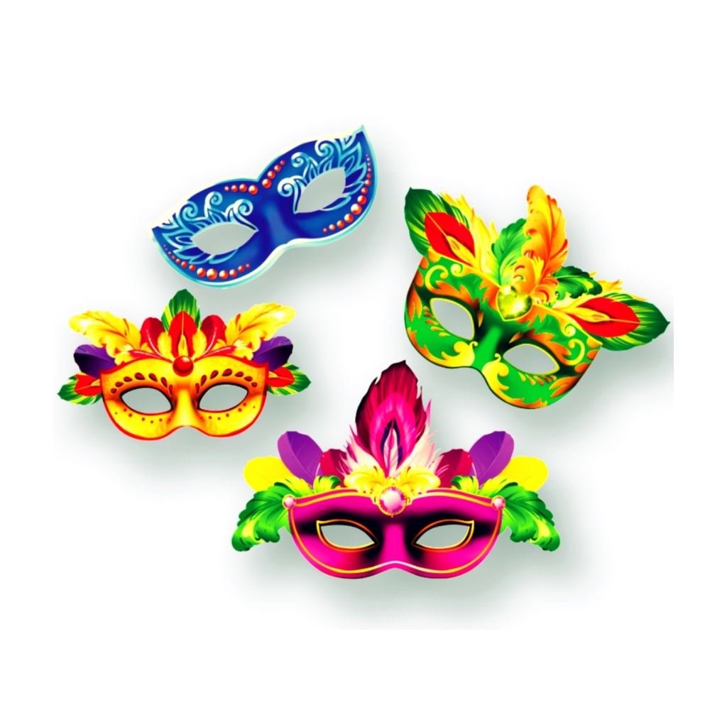 Kit Máscara para rosto de carnaval colorida - Artigos Decorativos ,  Carnaval , Festas de Época , Painéis Decorativos, Carnaval, Carnavalesco