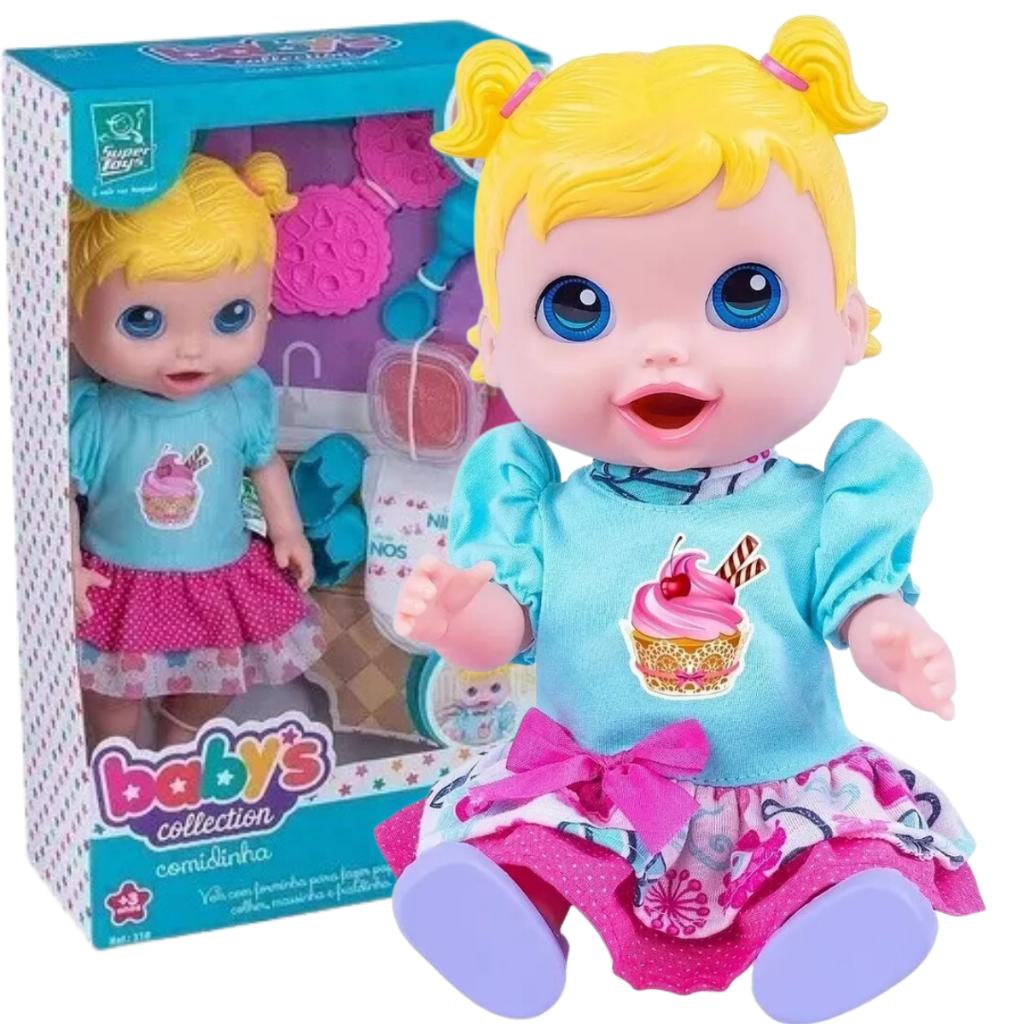 Boneca Com Tiarinha Dolls Collection Reborn Roupa Pink - SuperToys