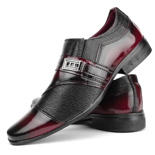 Sapato Social Masculino Preto com Bordô Super Promoção Imperdível