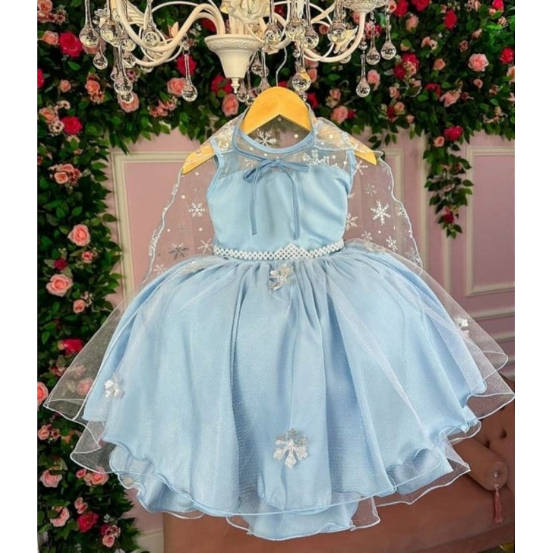 Vestido fantasia Frozen com capa luxo festa de Princesas | Shopee Brasil
