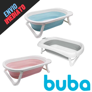 Banheira Bebê Infantil Dobrável Viagem Portátil Buba (Cinza / Rosa / Azul) BUBA